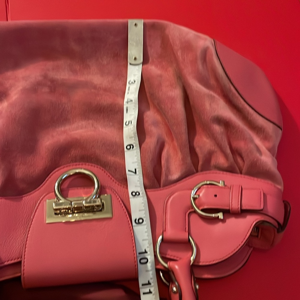 🩷 Salvatore Ferragamo Marisa Gancini Suede large purse pink - Picture 8 of 15